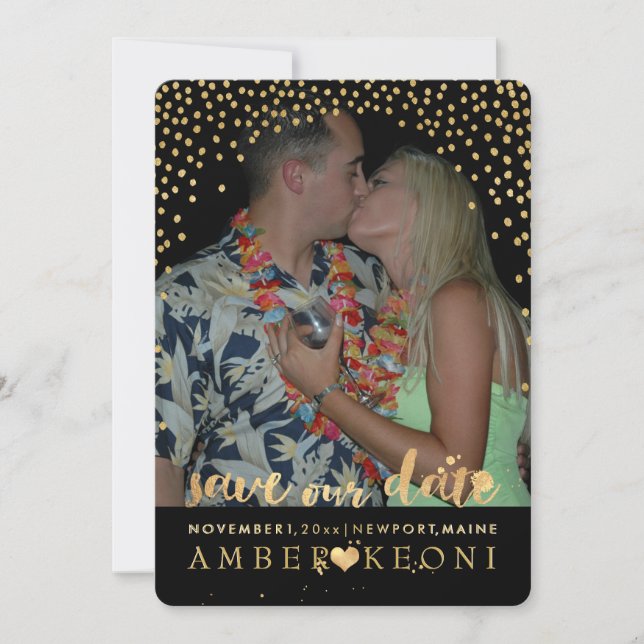 Save The Date PixDezines Faux Gold Confetti/Heart/Save Date (Devant)