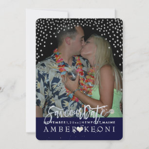 Save The Date PixDezines Faux Silver Confetti/Heart/Save Date