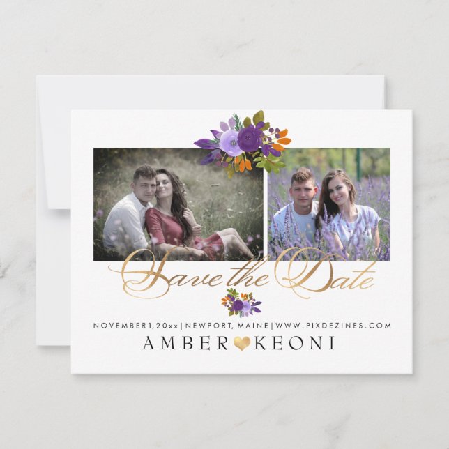 Save The Date PixDezines Fleurs aquarelles Enregistrer la date (Devant)