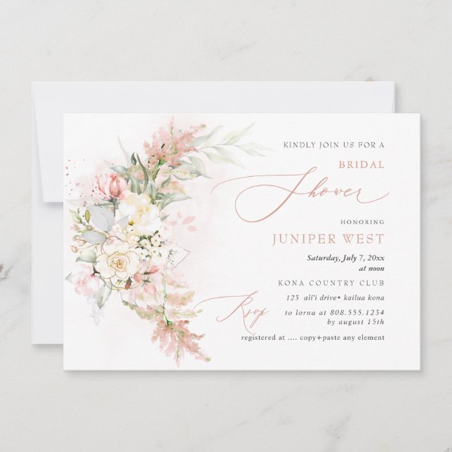 Save The Date PixDezines H2 Blush Alabaster Rose Fête des mariée (Devant)