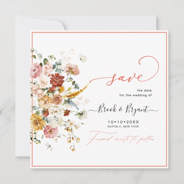 Save The Date PixDezines H2 Fall Garden Flowers Enregistrer La D (Devant)