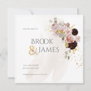 Save The Date PixDezines H2 Roses Blush Fuschia Dahlia Noire Enr