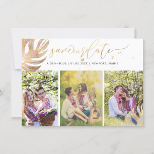 Save The Date PixDezines Monstera Faux Metallic Enregistrer la d