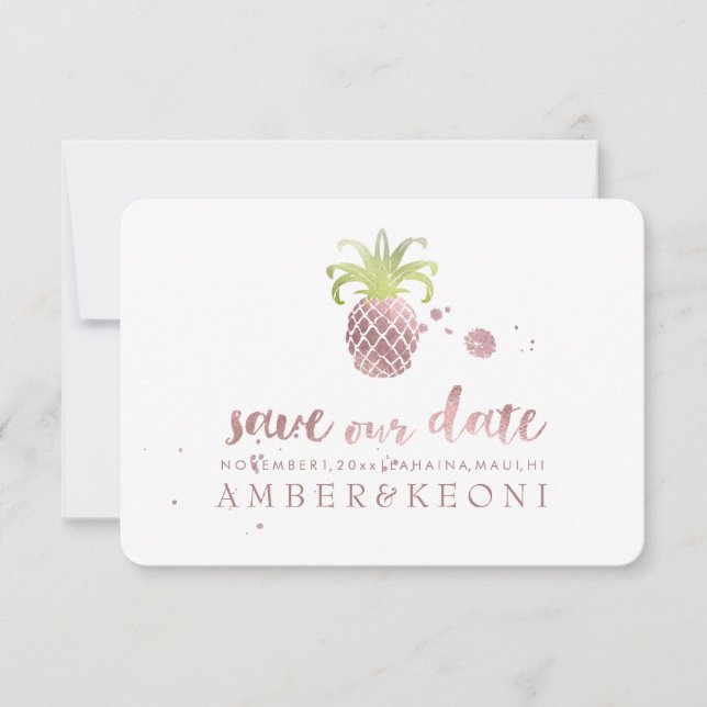 Save The Date PixDezines Rose Gold Ananas/enregistrez notre date (Devant)