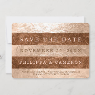 Save The Date PixDezines Rose Gold+Copper Stripes/date de sauveg