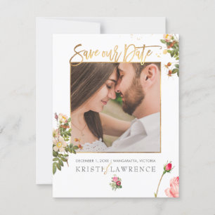 Save The Date PixDezines roses vintages / Photo enregistrer notr