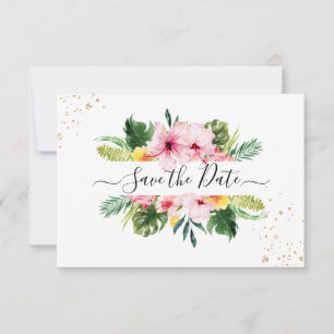Save The Date PixDezines Tropical Floral & Foliage