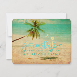 Save The Date PixDezines Vintage Beach/Palm Tree/Enregistrer la 