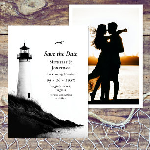 Save The Date Plage côtière Phare nautique Mariage photo