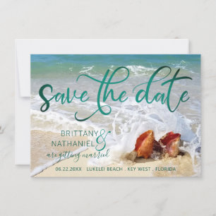 Save The Date Plage côtière tropicale Destination Coques de mari