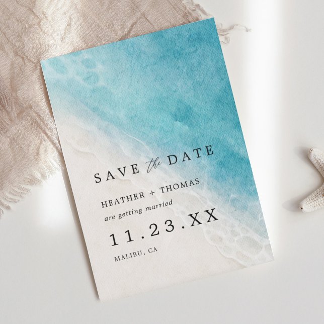 Save The Date Plage d'été Océan Bleu côtier (Créateur téléchargé)