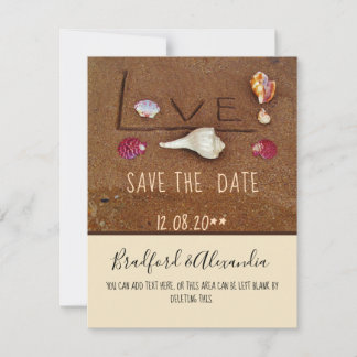 Save The Date Plage mariage personnalisé Coques & Amour