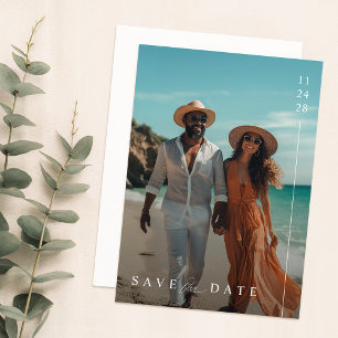 Save The Date Plage minimaliste Photo Mariage double face