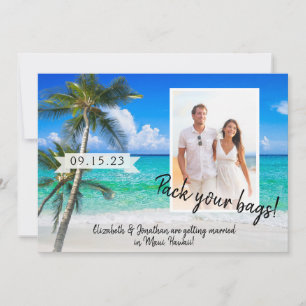 Save The Date Plage Photo Palm Trees Emballez vos sacs Destinati