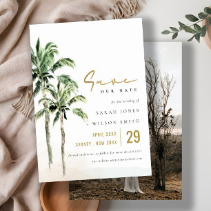 Save The Date Plage tropicale Palm Trees Aquarelle Mariage Photo