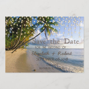 Save The Date Plage Tropicale,Palmiers,Lumières Suspendues  Enre