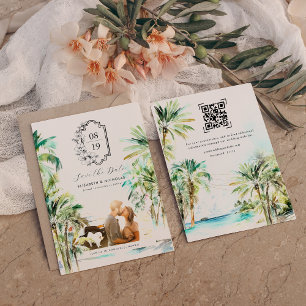 Save The Date Plage Tropicale Palmiers   Photo Enregistrez la Da