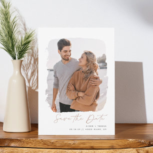 Save The Date Plan brossé   Photo verticale