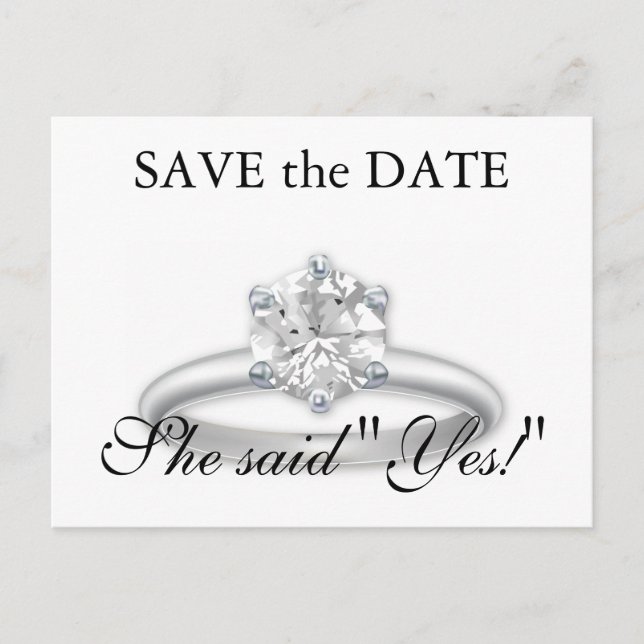 Save the Date Platinum Diamond Ring Cards (Front)