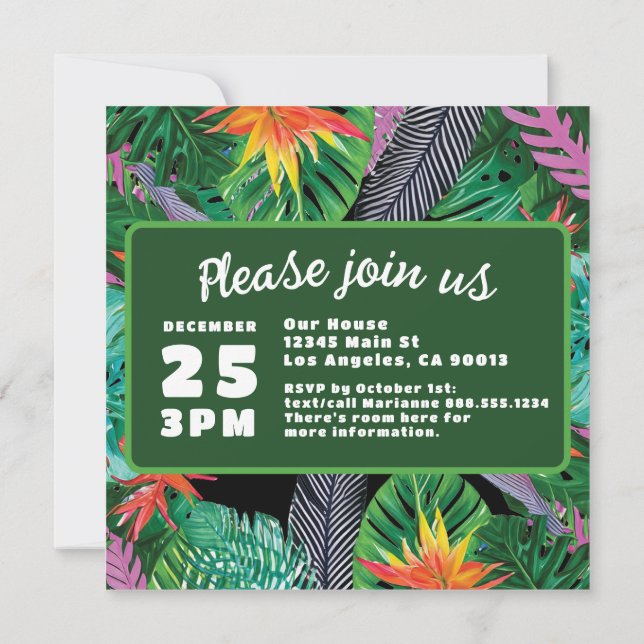 Save The Date Plein Vert Tropical Jungle Destination Mariage (Dos)