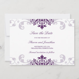 Save The Date Plum classique violet élégant Mariage de l'Ironwor
