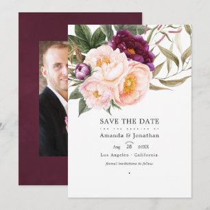 Save The Date Plum et Pêche Mariage floral photo