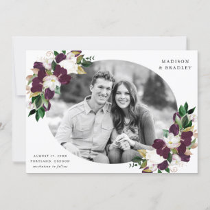 Save The Date Plum floral foncé Photo Enregistrer La Date