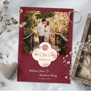 Save The Date Plum Floral Mariage chinois Photo Enregistrer la d