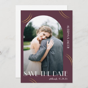 Save The Date Plum Photo Big Typography Mariage