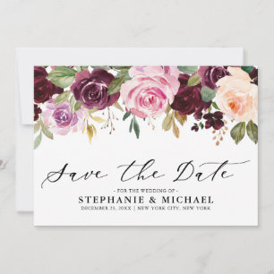 Save The Date Plum violet rose pâle Mariage végétal