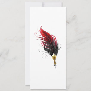 Save The Date Plume rouge avec pointe en or