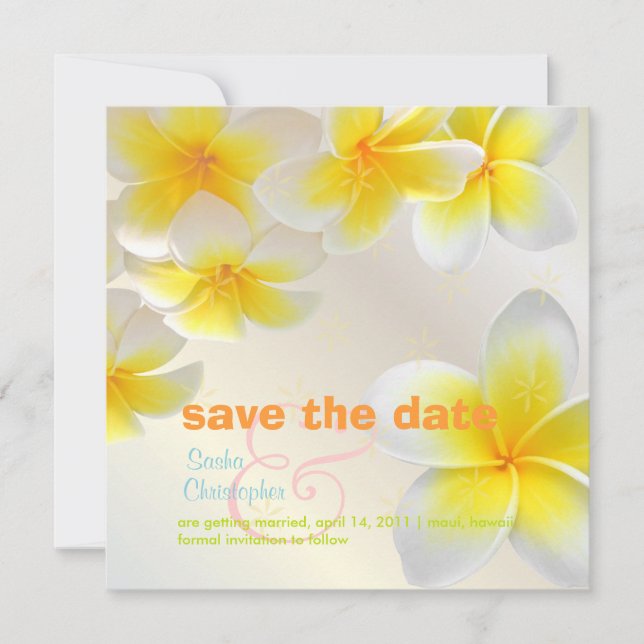 Save The Date Plumeria leis/ Enregistrer la date (Devant)