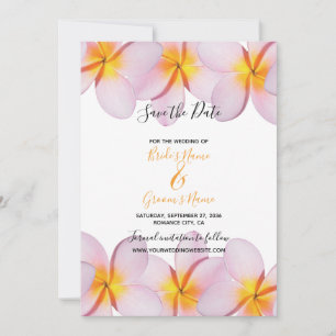 Save The Date Plumeria Rose Frangipani Mariage Enregistrer La Da