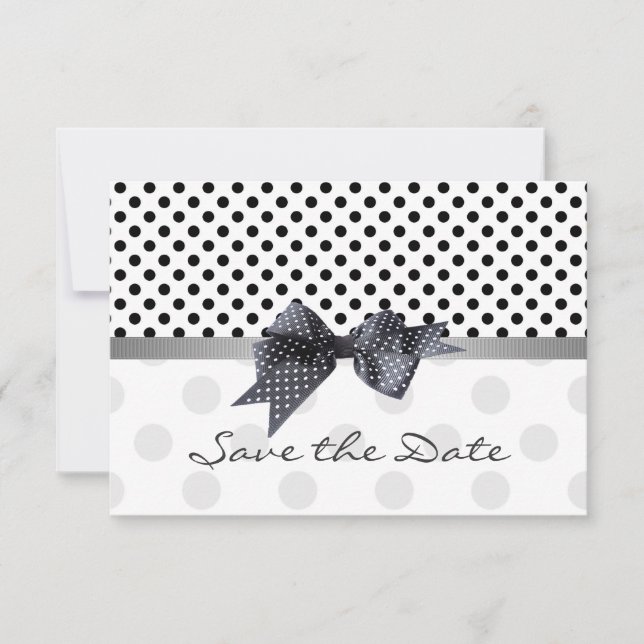 Save The Date Poche noir et blanc point Enregistrer le Mariage d (Devant)