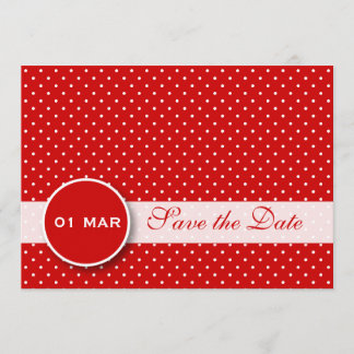 Save The Date Poche rouge et blanc point Enregistrer la date Inv