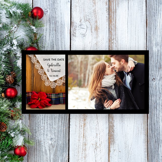 Save The Date Poinsettia et plaid Mariage d'hiver Enregistrer la (Créateur téléchargé)