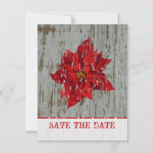 Save The Date Poinsettia & Wood Enregistrer La Date Mariage D'Hi