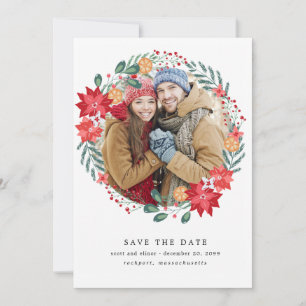 Save The Date Poinsettia Wreath Wedding Enregistrer la date