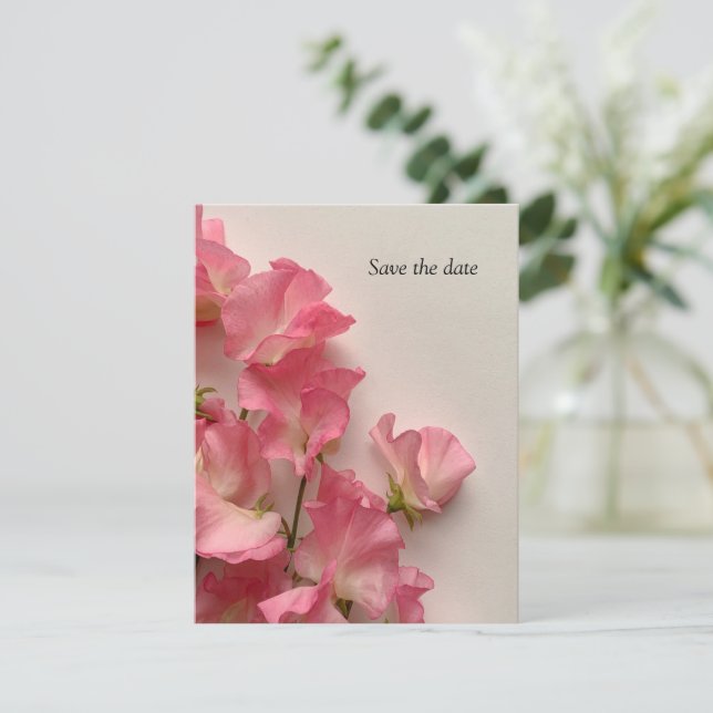 Save The Date Pois doux au printemps en rose (Debout devant)