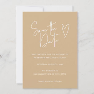 Save The Date Police de script moderne Neutre Tan Photo Enregist