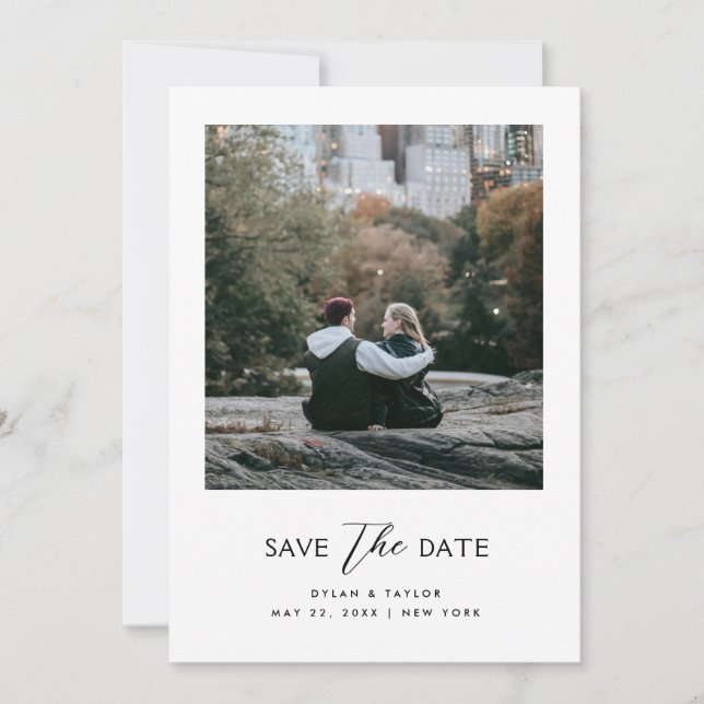 Save The Date Police mixte moderne simple encadrée en 2 photos (Devant)