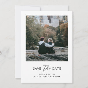 Save The Date Police mixte moderne simple encadrée en 2 photos