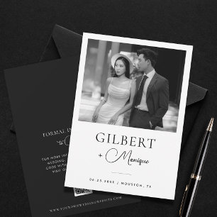 Save The Date Polices opposées Black White Photo QR Code Mariage