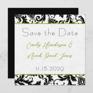 Save The Date Pomme vert Damask tournois mariage Enregistrer la 