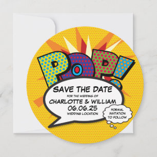 Save The Date POP Enregistrer la date Fun Retro Comic Book Pop A