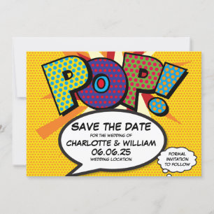 Save The Date POP Sauvegarder la date Fun rétro bande dessinée P