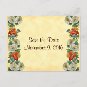 Save the Date Poppies Cornflowers Postcard