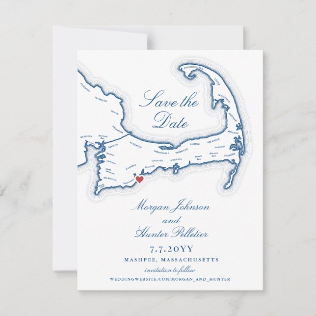 Save The Date Popponesset Inn New Seabury Cape Cod Map Élégant (Devant)