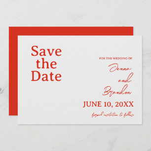 Save The Date Poppy Red & Off White Mariage moderne