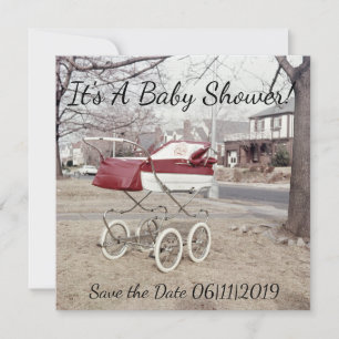Save The Date Portage bébé, photo buggy Vintage à l'extérieur de